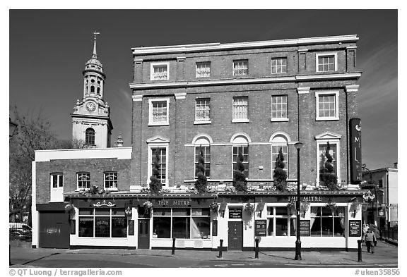 Hotel and church. Greenwich, London, England, United Kingdom