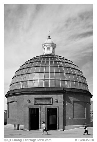 Entrance to the pedestrian tunnel under the Thames River. Greenwich, London, England, United Kingdom