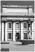 Classical facade in Old Royal Naval College. Greenwich, London, England, United Kingdom (black and white)