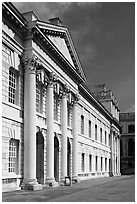 Facade in the Grand Square of the Greenwich Hospital. Greenwich, London, England, United Kingdom (black and white)