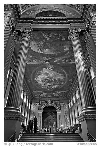 Painted Hall of Greenwich Hospital, decorated by Sir James Thornhill in 19 years. Greenwich, London, England, United Kingdom