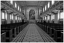 Chapel, Greenwich Hospital. Greenwich, London, England, United Kingdom ( black and white)