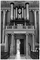 Organ in the chapel, Old Royal Naval College. Greenwich, London, England, United Kingdom ( black and white)