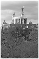 Flamsteed House with the Red Time Ball. Greenwich, London, England, United Kingdom (black and white)