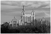 Flamsteed House designed by Christopher Wren, Royal Observatory. Greenwich, London, England, United Kingdom (black and white)