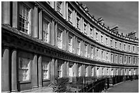 Georgian facades of townhouses on the Royal Circus. Bath, Somerset, England, United Kingdom ( black and white)