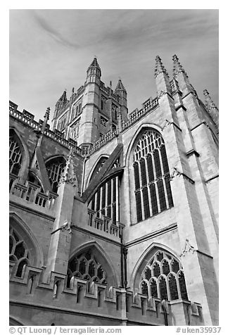 Bath Abbey tower. Bath, Somerset, England, United Kingdom (black and white)