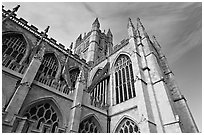 Towering Bath Abbey. Bath, Somerset, England, United Kingdom ( black and white)