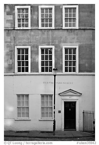 Residential facade. Bath, Somerset, England, United Kingdom (black and white)