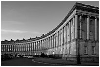 Royal Crescent, sunset. Bath, Somerset, England, United Kingdom (black and white)