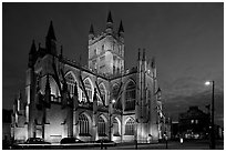 Abbey at dusk. Bath, Somerset, England, United Kingdom (black and white)