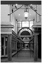 Passage and grid. Bath, Somerset, England, United Kingdom (black and white)