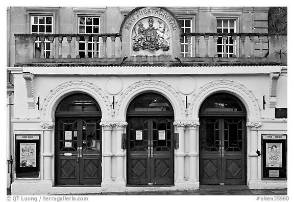 Royal Theatre facade. Bath, Somerset, England, United Kingdom (black and white)
