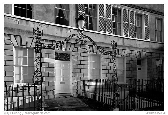 Georgian townhouses, Camden Crescent. Bath, Somerset, England, United Kingdom (black and white)