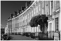 Georgian terraces of Lansdown Crescent. Bath, Somerset, England, United Kingdom ( black and white)