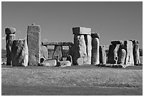 Prehistoric standing stones, Stonehenge, Salisbury. England, United Kingdom ( black and white)