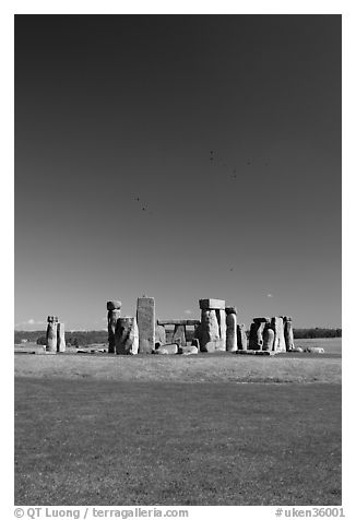 Stone circle, Stonehenge, Salisbury. England, United Kingdom (black and white)