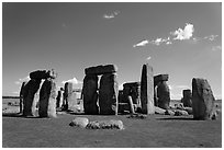 Circle with stone lintels, Stonehenge, Salisbury. England, United Kingdom ( black and white)