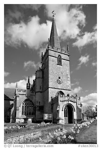 Church, Lacock. Wiltshire, England, United Kingdom (black and white)