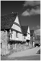 Half-timbered houses, Lacock. Wiltshire, England, United Kingdom ( black and white)
