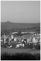 Meadow and city center. Bath, Somerset, England, United Kingdom ( black and white)