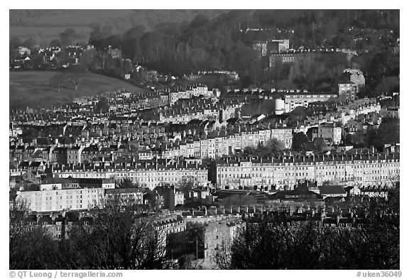 Architectural cohesion of Georgian buildings in Bath Stone. Bath, Somerset, England, United Kingdom