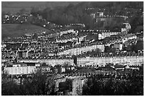 Architectural cohesion of Georgian buildings in Bath Stone. Bath, Somerset, England, United Kingdom ( black and white)