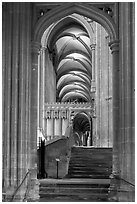 Aisle, Canterbury Cathedral. Canterbury,  Kent, England, United Kingdom (black and white)