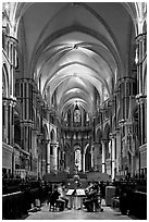 String quartet rehearsing in the quire of Canterbury Cathedral. Canterbury,  Kent, England, United Kingdom ( black and white)