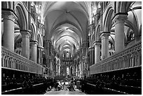 Quire of Canterbury Cathedral, the longest of any English Cathedral, and musicans. Canterbury,  Kent, England, United Kingdom (black and white)