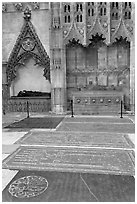 Graves, Canterbury Cathedral. Canterbury,  Kent, England, United Kingdom ( black and white)
