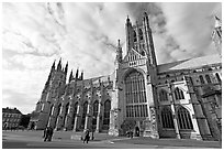 Wide view of Canterbury Cathedral from the South. Canterbury,  Kent, England, United Kingdom ( black and white)