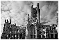 Central tower and south transept, Canterbury Cathedral. Canterbury,  Kent, England, United Kingdom ( black and white)