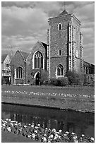 Moat surrounding the medieval town and church. Canterbury,  Kent, England, United Kingdom ( black and white)