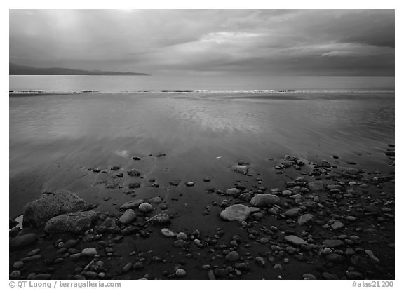 Pebbles, beach, and Katchemak Bay. Homer, Alaska, USA