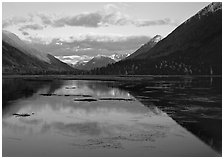 Evening Reflections, Lake Tern. Alaska, USA (black and white)