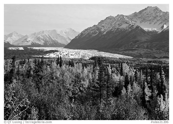 Matanuska Glacier in the fall. Alaska, USA (black and white)