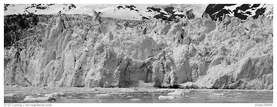 Front of tidewater glacier. Prince William Sound, Alaska, USA (black and white)