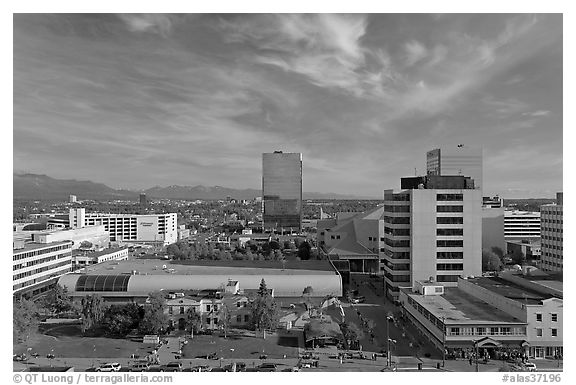 Downtown Anchorage from above. Anchorage, Alaska, USA