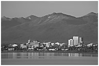 Skyline at sunset. Anchorage, Alaska, USA ( black and white)