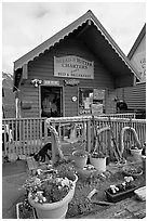 Cabin on the waterfront. Whittier, Alaska, USA (black and white)