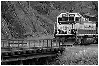 Alaska railroad locomotive. Whittier, Alaska, USA (black and white)
