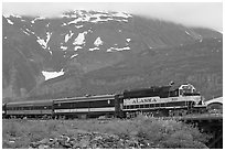 Alaska train. Whittier, Alaska, USA ( black and white)