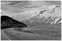 Richardson Highway below Thompson Pass. Alaska, USA (black and white)
