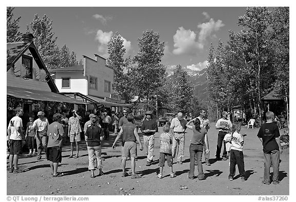 Egg throwing contest on main street. McCarthy, Alaska, USA