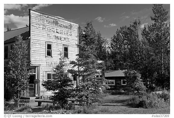 Old hardware store bulding. McCarthy, Alaska, USA (black and white)