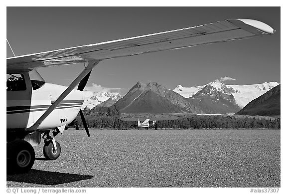 Mc Carthy airport. McCarthy, Alaska, USA (black and white)