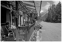 McCarthy lodge and main street. McCarthy, Alaska, USA (black and white)