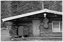 Log house post office, Slana. Alaska, USA (black and white)