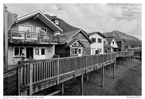 Waterfront houses on harbor. Seward, Alaska, USA